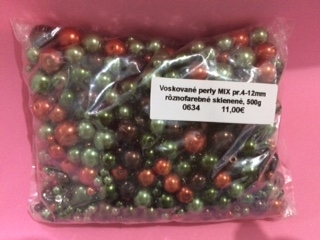 Voskované perly MIX pr.4-12mm rôznofarebné sklenené, 500g